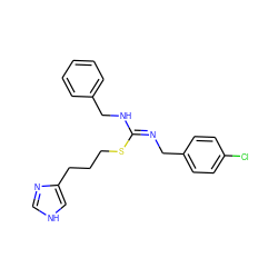 Clc1ccc(C/N=C(/NCc2ccccc2)SCCCc2c[nH]cn2)cc1 ZINC000073169941