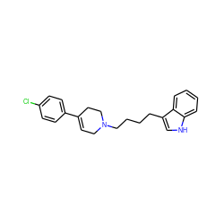 Clc1ccc(C2=CCN(CCCCc3c[nH]c4ccccc34)CC2)cc1 ZINC000013728589