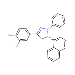 Clc1ccc(C2=NN(c3ccccc3)[C@H](c3cccc4ccccc34)C2)cc1Cl ZINC000095582971