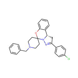 Clc1ccc(C2=NN3[C@@H](C2)c2ccccc2OC32CCN(Cc3ccccc3)CC2)cc1 ZINC000008717699