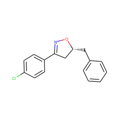 Clc1ccc(C2=NO[C@H](Cc3ccccc3)C2)cc1 ZINC000095583128