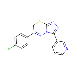 Clc1ccc(C2=Nn3c(nnc3-c3cccnc3)SC2)cc1 ZINC000000523712