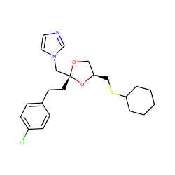 Clc1ccc(CC[C@@]2(Cn3ccnc3)OC[C@@H](CSC3CCCCC3)O2)cc1 ZINC000095615503