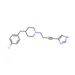 Clc1ccc(CC2CCN(CCC#Cc3c[nH]cn3)CC2)cc1 ZINC000026718002