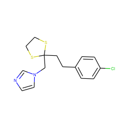 Clc1ccc(CCC2(Cn3ccnc3)SCCS2)cc1 ZINC000035929953