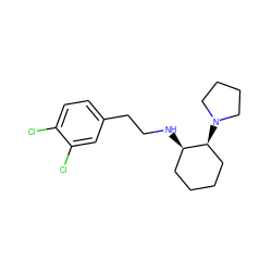 Clc1ccc(CCN[C@@H]2CCCC[C@@H]2N2CCCC2)cc1Cl ZINC000019365786