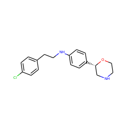 Clc1ccc(CCNc2ccc([C@H]3CNCCO3)cc2)cc1 ZINC000149950013