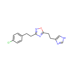 Clc1ccc(CCc2noc(CCc3c[nH]cn3)n2)cc1 ZINC000027880994