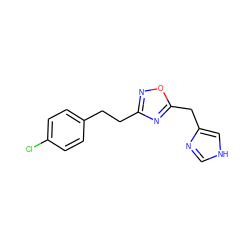 Clc1ccc(CCc2noc(Cc3c[nH]cn3)n2)cc1 ZINC000027902101