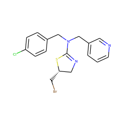 Clc1ccc(CN(Cc2cccnc2)C2=NC[C@H](CBr)S2)cc1 ZINC000653712773