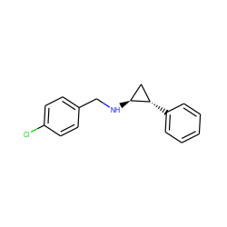 Clc1ccc(CN[C@H]2C[C@@H]2c2ccccc2)cc1 ZINC000044423935