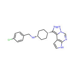 Clc1ccc(CN[C@H]2CC[C@@H](c3nnn4cnc5[nH]ccc5c34)CC2)cc1 ZINC001772576319