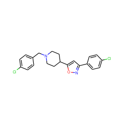 Clc1ccc(CN2CCC(c3cc(-c4ccc(Cl)cc4)no3)CC2)cc1 ZINC000013755890