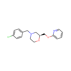 Clc1ccc(CN2CCO[C@H](COc3ccccn3)C2)cc1 ZINC000653702246