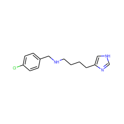 Clc1ccc(CNCCCCc2c[nH]cn2)cc1 ZINC000013685851