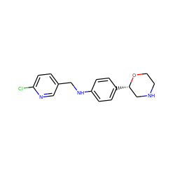 Clc1ccc(CNc2ccc([C@H]3CNCCO3)cc2)cn1 ZINC000149966255