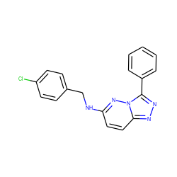 Clc1ccc(CNc2ccc3nnc(-c4ccccc4)n3n2)cc1 ZINC000005051382