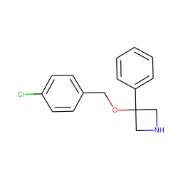 Clc1ccc(COC2(c3ccccc3)CNC2)cc1 ZINC000096924137