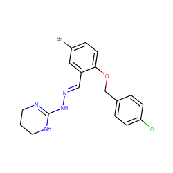 Clc1ccc(COc2ccc(Br)cc2/C=N/NC2=NCCCN2)cc1 ZINC000028888911