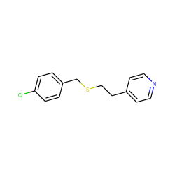 Clc1ccc(CSCCc2ccncc2)cc1 ZINC000002810254