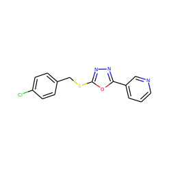 Clc1ccc(CSc2nnc(-c3cccnc3)o2)cc1 ZINC000000411432