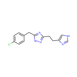 Clc1ccc(Cc2nc(CCc3c[nH]cn3)n[nH]2)cc1 ZINC000027898293