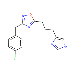 Clc1ccc(Cc2noc(CCCc3c[nH]cn3)n2)cc1 ZINC000029405820