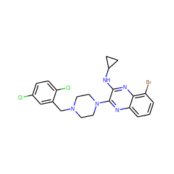 Clc1ccc(Cl)c(CN2CCN(c3nc4cccc(Br)c4nc3NC3CC3)CC2)c1 ZINC000144409201