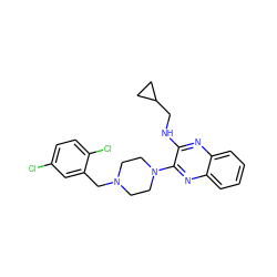 Clc1ccc(Cl)c(CN2CCN(c3nc4ccccc4nc3NCC3CC3)CC2)c1 ZINC000144373726