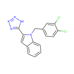 Clc1ccc(Cn2c(-c3nnn[nH]3)cc3ccccc32)cc1Cl ZINC000013588866