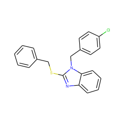 Clc1ccc(Cn2c(SCc3ccccc3)nc3ccccc32)cc1 ZINC000005238750