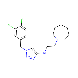 Clc1ccc(Cn2cc(NCCN3CCCCCC3)nn2)cc1Cl ZINC000209665567