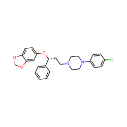 Clc1ccc(N2CCN(CC[C@@H](Oc3ccc4c(c3)OCO4)c3ccccc3)CC2)cc1 ZINC000013861710