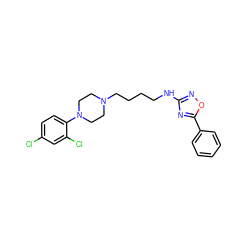 Clc1ccc(N2CCN(CCCCNc3noc(-c4ccccc4)n3)CC2)c(Cl)c1 ZINC000653782610