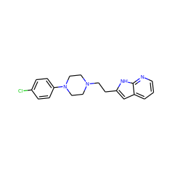 Clc1ccc(N2CCN(CCc3cc4cccnc4[nH]3)CC2)cc1 ZINC000027655986