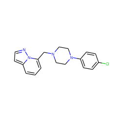 Clc1ccc(N2CCN(Cc3cccc4ccnn34)CC2)cc1 ZINC000013863615