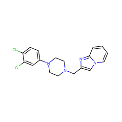 Clc1ccc(N2CCN(Cc3cn4ccccc4n3)CC2)cc1Cl ZINC000014195406