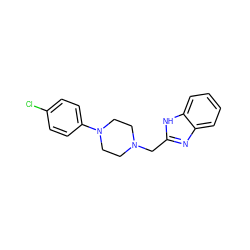 Clc1ccc(N2CCN(Cc3nc4ccccc4[nH]3)CC2)cc1 ZINC000013560670