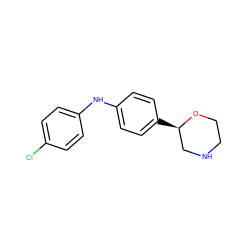 Clc1ccc(Nc2ccc([C@@H]3CNCCO3)cc2)cc1 ZINC000150022446