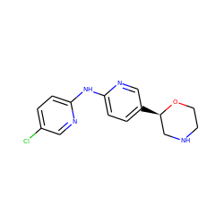 Clc1ccc(Nc2ccc([C@@H]3CNCCO3)cn2)nc1 ZINC000149974791