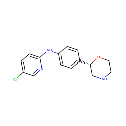 Clc1ccc(Nc2ccc([C@H]3CNCCO3)cc2)nc1 ZINC000149964024