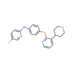 Clc1ccc(Nc2ccc(Oc3ncccc3C3CCOCC3)cc2)nc1 ZINC000147722455