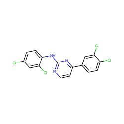 Clc1ccc(Nc2nccc(-c3ccc(Cl)c(Cl)c3)n2)c(Cl)c1 ZINC000103300971