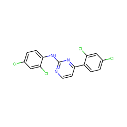 Clc1ccc(Nc2nccc(-c3ccc(Cl)cc3Cl)n2)c(Cl)c1 ZINC000103300938