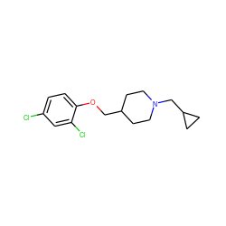 Clc1ccc(OCC2CCN(CC3CC3)CC2)c(Cl)c1 ZINC000013730072