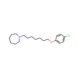 Clc1ccc(OCCCCCCCN2CCCCCC2)cc1 ZINC000653802058