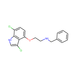 Clc1ccc(OCCNCc2ccccc2)c2c(Cl)c[nH]c12 ZINC000001903130