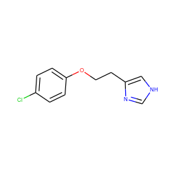 Clc1ccc(OCCc2c[nH]cn2)cc1 ZINC000013758834