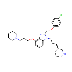 Clc1ccc(OCc2nc3c(OCCCN4CCCCC4)cccc3n2CCC[C@@H]2CCCNC2)cc1 ZINC000013780300