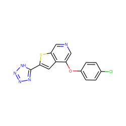 Clc1ccc(Oc2cncc3sc(-c4nnn[nH]4)cc23)cc1 ZINC000040379182